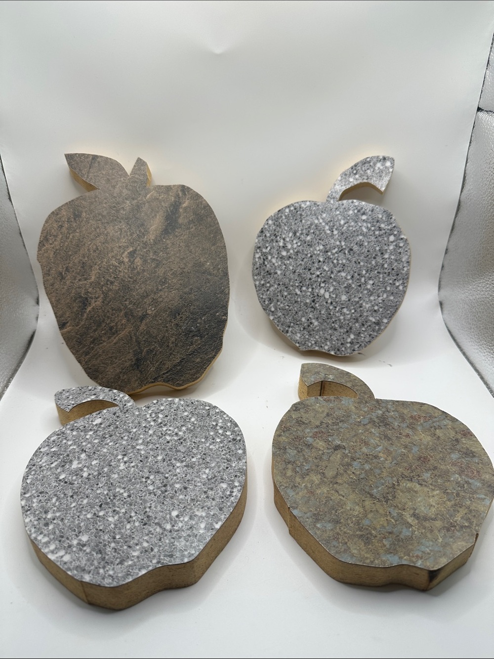 Set of 4 Apple-Shaped Decorative decor - Gray and Brown Tones